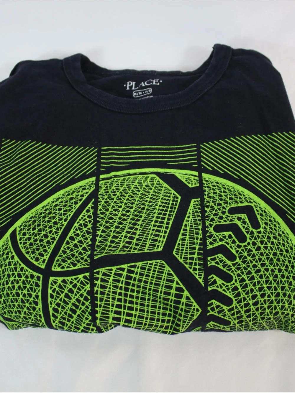 The Children's Place Black Green Sports Long Sleeve Graphic T-Shirt Boys Size M